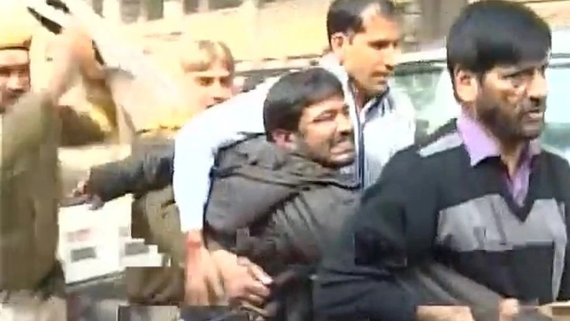 Arrested JNU Student Union president Kanhaiya Kumar was attacked by lawyers at Patiala House court on Wednesday. Photo: ANI Kanhaiya Kumar
