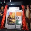 BJP Senior leader Murli Manhor Joshi ,Director of Ringing Bells, Mohit Goel and CEO, Dhaarna Goel during the launch of Smartphone-Ringing Bells Freedom 251, in New Delhi. PTI Photo by Manvender Vashist