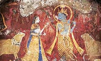 Pakistan diaries Radha-Krishna motifs on a wall in the Lahore Fort