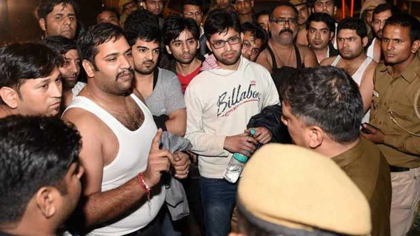 People in Rohtak protest in front of Home Minister Rajnath Singh residence in New Delhi on Saturday, Feb 20, 2016 PTI People in Rohtak protest in front of Home Minister Rajnath Singh residence in New Delhi on Saturday, Feb 20, 2016 PTI