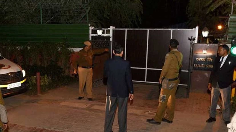 Security outside Home Minister Rajnath Singh's residence in New Delhi where talks on Jat stir took place on Saturday, Feb 20, 2016 PTI Security outside Home Minister Rajnath Singh's residence in New Delhi where talks on Jat stir took place on Saturday, Feb 20, 2016 PTI