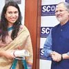 Business Standard's Senior Feature Writer Manavi Kapur (left) receives the Special Mention award at the Business Standard-Seema Nazareth Award for Excellence in Print Journalism, 2015 function, from Delhi's Lieutenant-Governor Najeeb Jung, in New Del