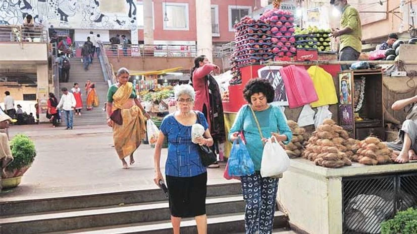 Locals at a market in Goa Locals at a market in Goa