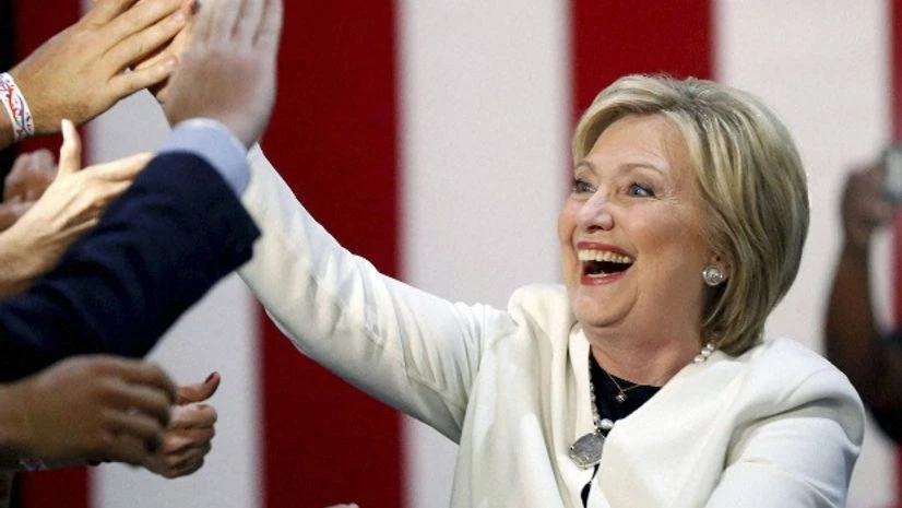 Democratic presidential candidate Hillary Clinton reacts to supporters as she arrives to address supporters at her Super Tuesday election night rally in Miami. Photo: PTI Hillary Clinton