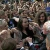 Democratic presidential candidate, Sen. Bernie Sanders, I-Vt., greets supporters after speaking at a campaign rally, Tuesday, March 8, 2016, in Miami