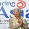 IMF MD Christine Lagarde during a welcome ceremony at a hotel on her arrival for the Advancing Asia in New Delhi