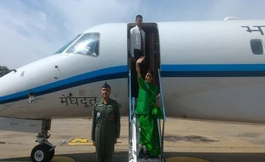 External Affairs Minister Sushma Swaraj departs for the 37th Saarc foreign ministerial-level meeting in Pokhara, Nepal (Photo: Vikas Swarup Twitter Handle) External Affairs Minister Sushma Swaraj departs for the 37th Saarc foreign ministerial-level meeting in Pokhara, Nepal (Photo: Vikas Swarup Twitter Handle)
