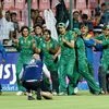 Pakistani women cricket team celebrates their win against India during the ICC T20 World Cup (Women) in New Delhi