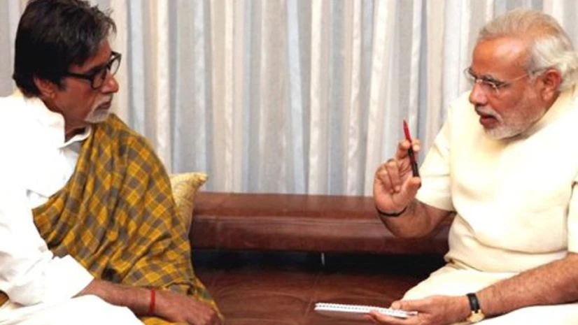 Prime Minister Narendra Modi speaking to Amitabh Bachchan. Photo: narendramodi.in Prime Minister Narendra Modi speaking to Amitabh Bachchan. Photo: narendramodi.in