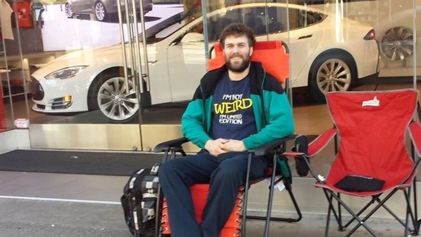 A customer is first in line for the Model3 in Vancouver, Canada. Photo: Twitter A customer is first in line for the Model3 in Vancouver, Canada. Photo: Twitter
