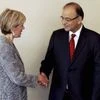 Union Finance Minister Arun Jaitley is being greeted by Australian Foreign Minister Julie Bishop in Sydney   PTI