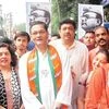Chandra Kumar Bose (second from left) campaigning in the Bhawanipur constituency