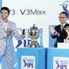Actor and brand ambassador Ranveer Singh with Alex Feng, CEO of Vivo India, at the launch of its new phones and the IPL trophy in Mumbai