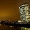 The new headquarters (R) of the European Central Bank (ECB) is pictured in Frankfurt, Germany