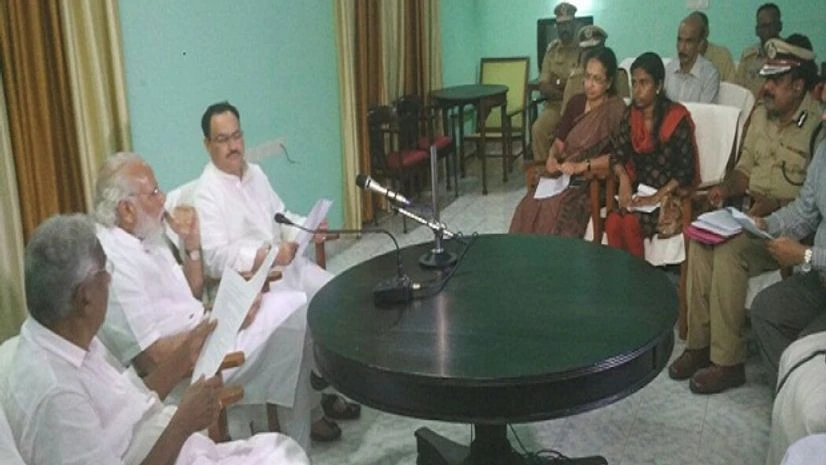 Prime Minister Narendra Modi, Health Minister J P Nadda and Chief Minister Oommen Chandy meeting with local administration officials. (Photo: PMO India Twitter Handle) Prime Minister Narendra Modi, Health Minister J P Nadda and Chief Minister Oommen Chandy meeting with local administration officials. (Photo: PMO India Twitter Handle)