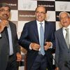 Paul Abraham, COO, Romesh Sobti, MD &amp; CEO, IndusInd Bnak and S V Zaregaonkar, CFO at the IndusInd Bank's Q4 Financial Results, Press Conference in Mumbai  Suryakant Niwate 