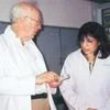 Mazumdar-Shaw with Nobel laureate James Watson during his visit to Biocon in 1999