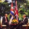 Cuban President Raul Castro (right) and Secretary of State for Foreign &amp; Commonwealth Affairs Philip Hammond in Cuba (Source: Twitter)