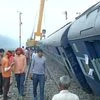 Visuals of Delhi-Faizabad Express that derailed near Garhmukteshwar in Hapur district last night. Photo: ANI