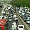 Traffic jam at Delhi Gurgaon Expressway due to protest by diesel vehicle owners against SC's ban on them. Photo: ANI