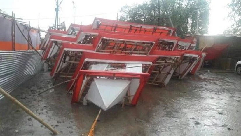 A picture of one of the collapsed tents (pic: All India Radio News Twitter account) A picture of one of the collapsed tents (pic: All India Radio News Twitter account)