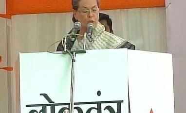 Modi govt toppling elected govts in greed for power: Sonia Congress President Sonia Gandhi addresses a rally. Photo: ANI