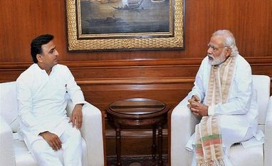 Akhilesh Yadav meets PM Modi over drought situation Prime Minister Narendra Modi during a meeting with Uttar Pradesh Chief Minister Akhilesh Yadav, discussing the drought situation in various parts of Uttar Pradesh in New Delhi.