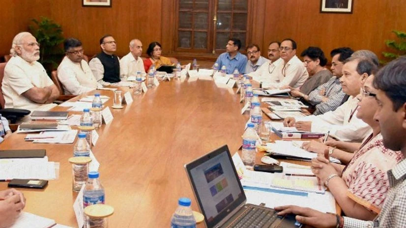 Prime Minister Narendra Modi reviewing the progress of Aadhaar and Direct Benefit Transfer programmes at a high level meeting in New Delh Prime Minister Narendra Modi reviewing the progress of Aadhaar and Direct Benefit Transfer programmes at a high level meeting in New Delh