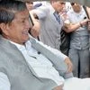 ormer Chief Minister Harish Rawat after the end of crucial Uttarakhand Assembly floor test, at party office in Dehradun