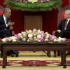 US President Barack Obama meets with Vietnamese Communist party secretary general Nguyen Phu Trong at the Central Office of the Communist Party of Vietnam in Hanoi  PTI