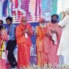 Prime Minister Narendra Modi (right) at Simhastha-Kumbh Mela in Ujjain