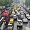 Traffic moves at a snail's pace on a street in New Delhi following rain on Monday, May 30, 2016 PTI