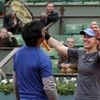 Leander Paes and Martina Hingis celebrate after winning the French Open 2016 mixed doubles title