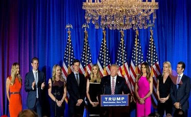 Trump seeks $10 million from former aide in disclosure case Republican presidential candidate Donald Trump is joined by his family as he speaks during a news conference at the Trump National Golf Club Westchester in Briarcliff Manor, N.Y. Photo: AP/PTI