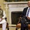 Prime Minister Narendra Modi and  US President Barack Obama during their joint press briefing in the Oval Office of the White House in Washington