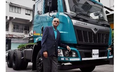 M&M to enter intermediate CV market Nalin Mehta, CEO, Mahindra Truck and Bus Division, Mahindra & Mahindra Ltd poses during the launch of new HCV Truck Series,"BLAZO" with 'Fuelsmart' Technology in Kolkata