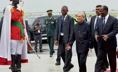 Why UP is vital for BJP to win presidential polls President Pranab Mukherjee with his Ivory Coast President Alassane Ouattara inspects the Guard of Honour during ceremonial welcome at Abidjan International Airport in Republic of Cote D'ivoire, Abidjan