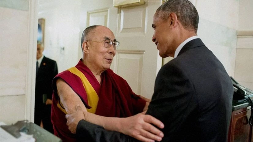 US President Barack Obama greets Tibetan spiritual leader Dalai Lama at the entrance of the Map Room of the White House in Washington (PTI Photo/White House) US President Barack Obama greets Tibetan spiritual leader Dalai Lama at the entrance of the Map Room of the White House in Washington (PTI Photo/White House)