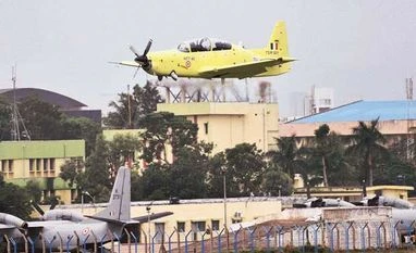 Made-in-India trainer aircraft takes to the sky India's indigenous HTT-40 (Hindustan Turboprop Trainer), basic training aircraft flies during its inaugural flight at Hindustan Aeronautics Limited airport in Bengaluru on Friday Photo: PTI