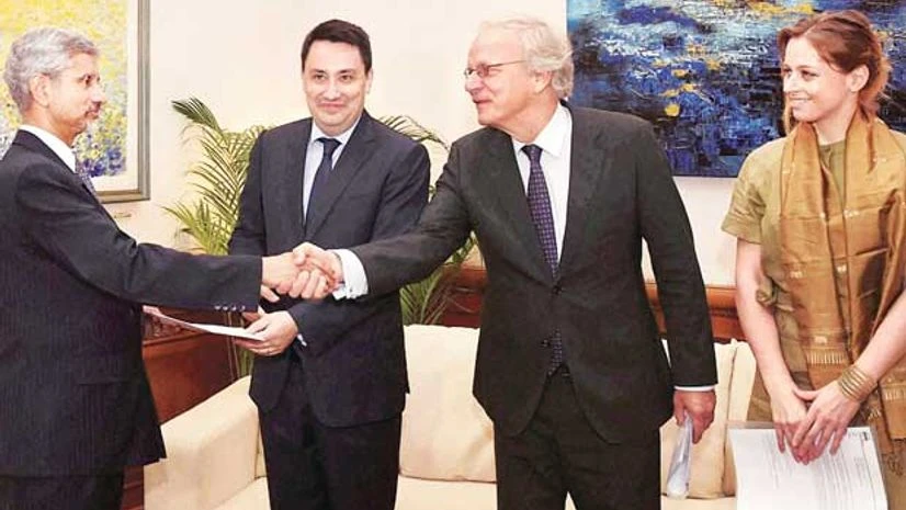 (From left) Foreign Secretary S Jaishankar with France Ambassador-designate Alexandre Ziegler, the Netherlands Ambassador Alphonsus Stoelinga and Luxembourg'sCharge d Affaires Laure Huberty in New Delhi (From left) Foreign Secretary S Jaishankar with France Ambassador-designate Alexandre Ziegler, the Netherlands Ambassador Alphonsus Stoelinga and Luxembourg'sCharge d Affaires Laure Huberty in New Delhi