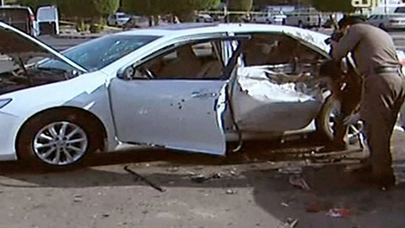 TV grab from footage released by Al-Ekhbariya as Saudi security forces investigate the scene of an explosion in Jeddah. AP/PTI TV grab from footage released by Al-Ekhbariya as Saudi security forces investigate the scene of an explosion in Jeddah. AP/PTI