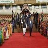 Prime Minister Narendra Modi with President of Kenya, Uhuru Kenyatta arrives at the Community Reception at Kasarani Stadium in Nairobi, Kenya.