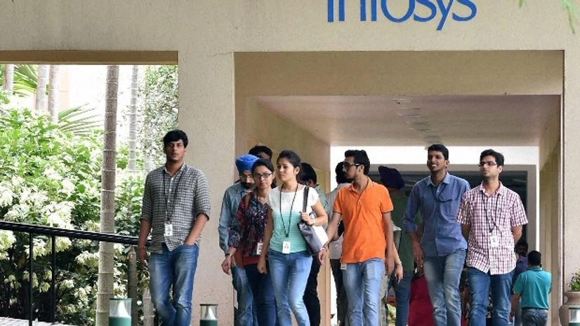 Infosys employees at its headquarters in Bengaluru Infosys employees at its headquarters in Bengaluru