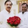 Minister of State for Culture and Tourism (Independent Charge), Mahesh Sharma shares greetings with Chief Minister of Puducherry, V. Narayanasamy