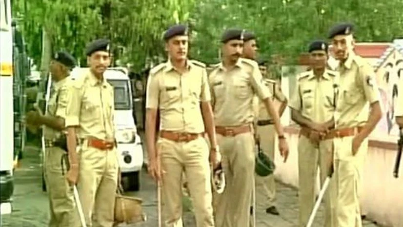 Cops are on standby in Gujarat in the wake of protests by Dalits against the assault incident that took place on July 11. Photo: ANI Cops are on standby in Gujarat in the wake of protests by Dalits against the assault incident that took place on July 11. Photo: ANI