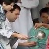 Congress President Rahul Gandhi meeting family members of Dalit victims who were beaten up by cow protectors few days back, in Una town of Rajkot district