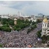 Bird's eye view of crowded streets during Shahid Diwas rally of West Bengal Chief Minister Mamata Banerjee at Esplanade in Kolkata