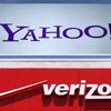 A combination photo shows Yahoo logo in Rolle, Switzerland (top) in 2012 and a Verizon sign at a retail store in San Diego, California
