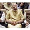 Narendra Modi (C) with Rajnath Singh and L K Advani