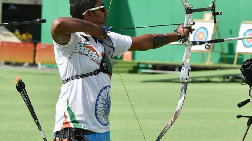 Indian archery team member Atanu Das at the practice session during the Rio Olympic 2016 in Rio. Photo: PTI Rio, Olympics 2016, Archery, Atanu Das